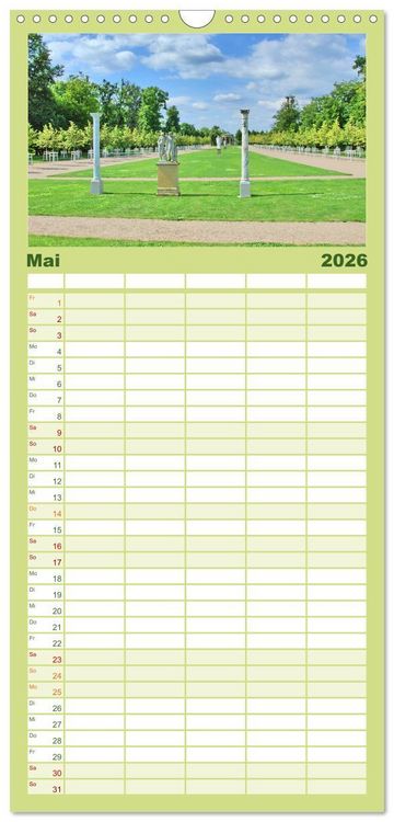 Produktbild: Familienplaner 2026 - Schlossgarten Neustrelitz mit 5 Spalten (Wandkalender, 21 x 45 cm) CALVENDO