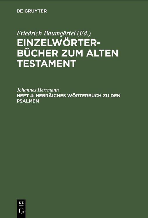 Produktbild: Hebr&auml;iches W&ouml;rterbuch zu den Psalmen