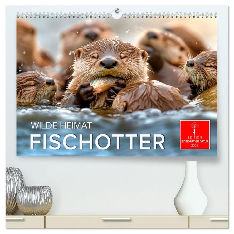 Produktbild: Wilde Heimat - Fischotter (hochwertiger Premium Wandkalender 2026 DIN A2 quer), Kunstdruck in Hochglanz