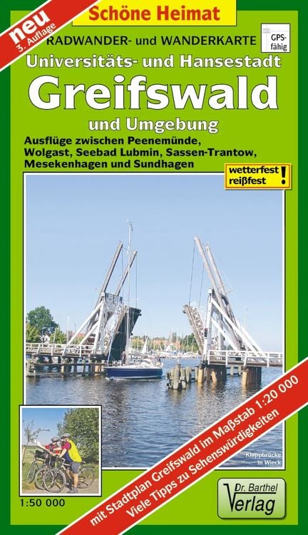 Produktbild: Hansestadt Greifswald und Umgebung Radwander- und Wanderkarte 1 : 50 000. Mit Stadtplan Greifswald. 1:20000
