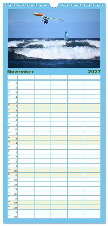Produktbild: Familienplaner 2027 - Funsport Windsurfen mit 5 Spalten (Wandkalender, 21 x 45 cm) CALVENDO