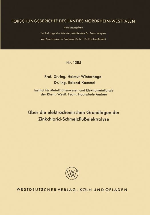 Produktbild: &Uuml;ber die elektrochemischen Grundlagen der Zinkchlorid-Schmelzflu&szlig;elektrolyse