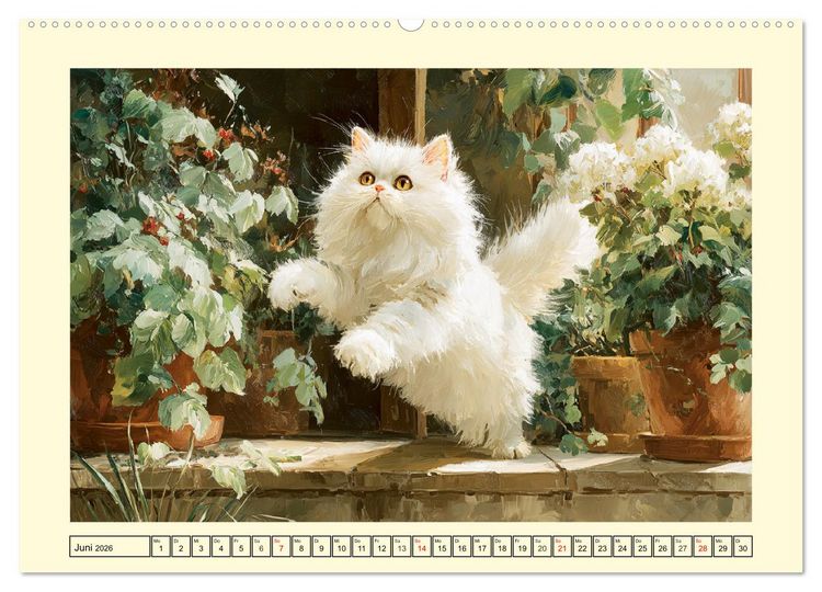Produktbild: Perserkatzen. Flauschige Momente in kunstvoller &Ouml;loptik (Wandkalender 2026 DIN A2 quer), CALVENDO Monatskalender