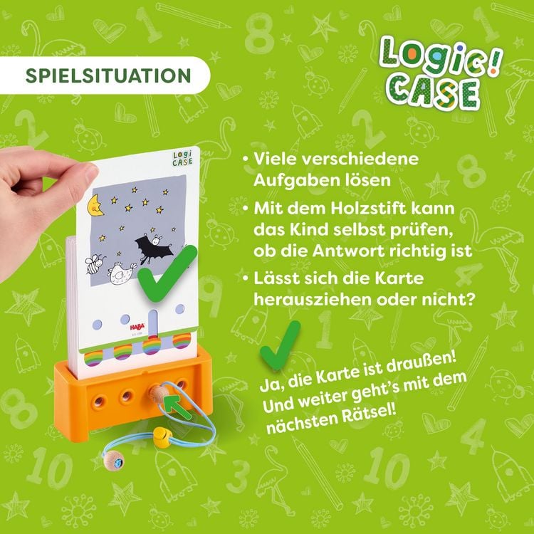 Produktbild: HABA 2013042001 - Logic! CASE SOLO-Challenge 5+, 77x R&auml;tselspa&szlig;, Denkspiel, Starter Set