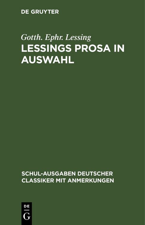 Produktbild: Lessings Prosa in Auswahl