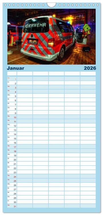 Produktbild: Familienplaner 2026 - Berufsfeuerwehr Braunschweig mit 5 Spalten (Wandkalender, 21 x 45 cm) CALVENDO