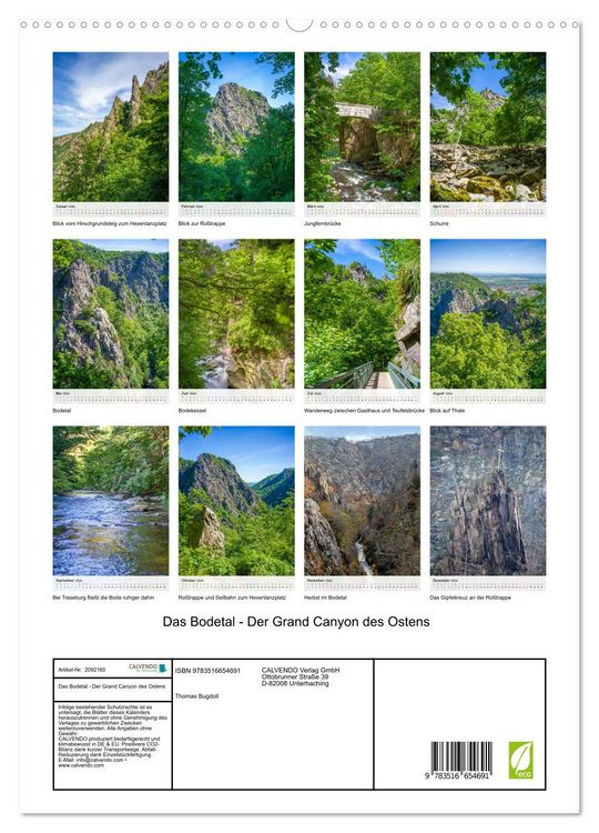 Produktbild: Das Bodetal - Der Grand Canyon des Ostens (hochwertiger Premium Wandkalender 2026 DIN A2 hoch), Kunstdruck in Hochglanz