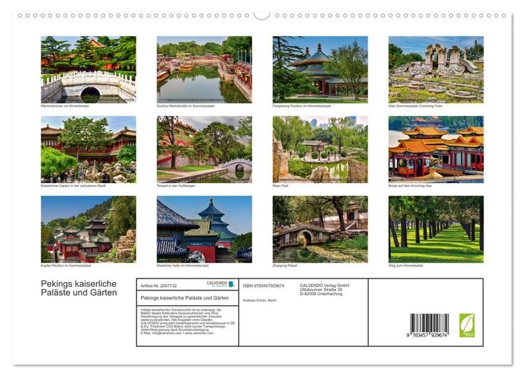 Produktbild: Pekings kaiserliche Pal&auml;ste und G&auml;rten (Wandkalender 2026 DIN A2 quer), CALVENDO Monatskalender
