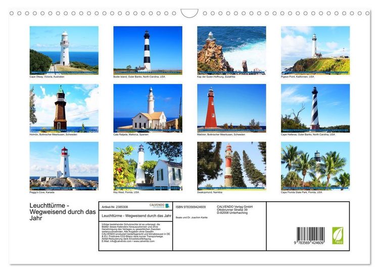 Produktbild: Leuchtt&uuml;rme - Wegweisend durch das Jahr (Wandkalender 2027 DIN A3 quer), CALVENDO Monatskalender