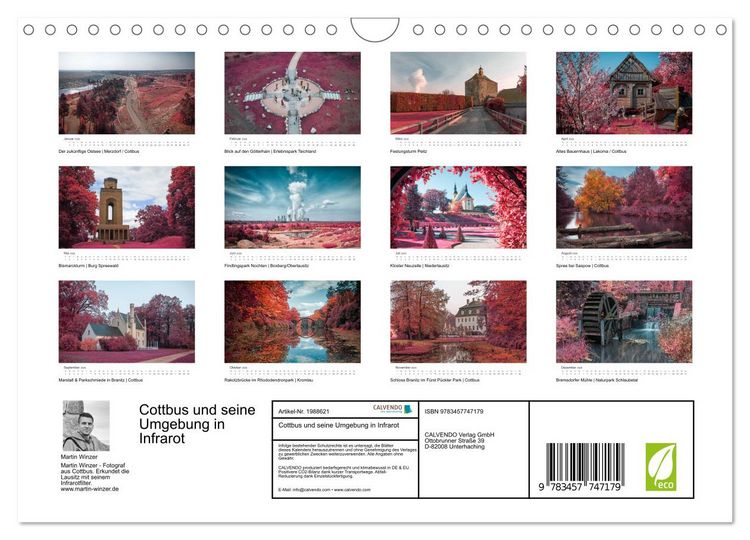 Produktbild: Cottbus und seine Umgebung in Infrarot (Wandkalender 2026 DIN A4 quer), CALVENDO Monatskalender