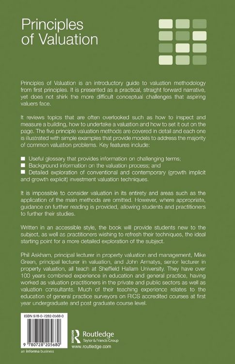 Produktbild: Principles of Valuation
