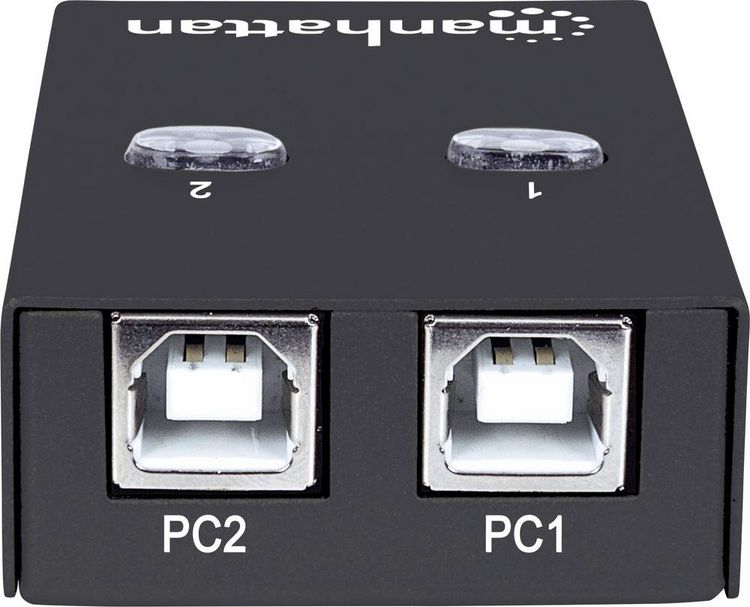 Produktbild: Manhattan 2 Port USB 2.0-Umschalter Schwarz