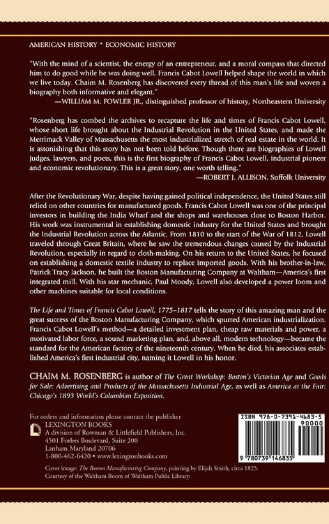 Produktbild: The Life and Times of Francis Cabot Lowell, 1775-1817