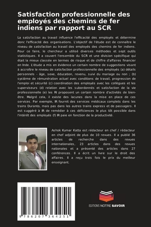 Produktbild: Satisfaction professionnelle des employ&eacute;s des chemins de fer indiens par rapport au SCR