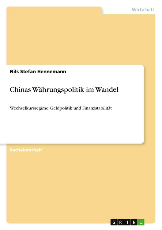 Produktbild: Chinas W&auml;hrungspolitik im Wandel