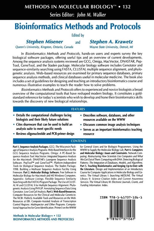 Produktbild: Bioinformatics Methods and Protocols