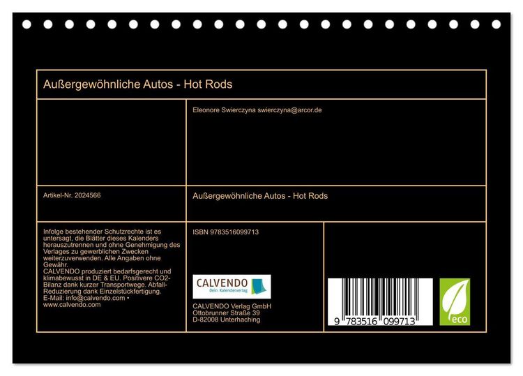 Produktbild: Au&szlig;ergew&ouml;hnliche Autos - Hot Rods (Tischkalender 2026 DIN A5 quer), CALVENDO Monatskalender