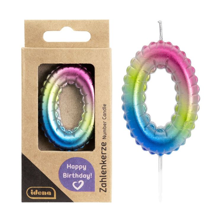 Produktbild: Idena Zahlenkerze 0 Regenbogen metallic