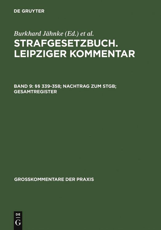 Produktbild: &sect;&sect; 339-358; Nachtrag zum StGB; Gesamtregister