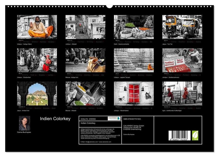 Produktbild: Indien Colorkey (hochwertiger Premium Wandkalender 2026 DIN A2 quer), Kunstdruck in Hochglanz