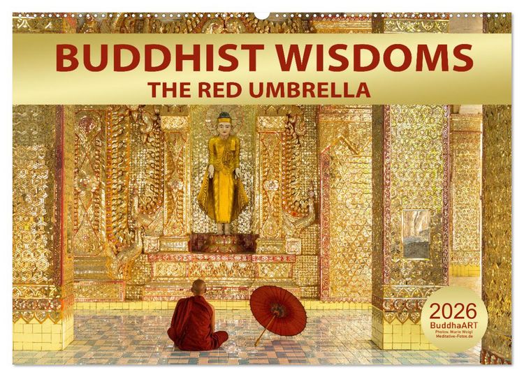 Produktbild: BUDDHIST WISDOMS - THE RED UMBRELLA (Wall Calendar 2026 DIN A2 landscape), CALVENDO 12 Month Wall Calendar