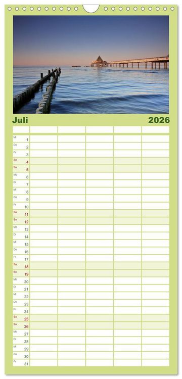 Produktbild: Familienplaner 2026 - Ostsee Sehnsucht mit 5 Spalten (Wandkalender, 21 x 45 cm) CALVENDO
