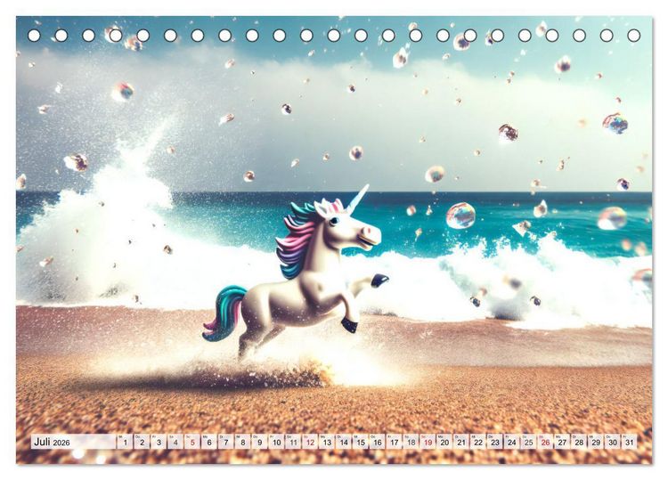 Produktbild: Mystische Einh&ouml;rner - Jahreszeiten im Einhornland (Tischkalender 2026 DIN A5 quer), CALVENDO Monatskalender
