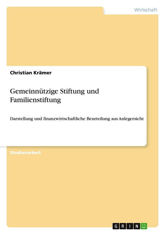 Produktbild: Gemeinn&uuml;tzige Stiftung und Familienstiftung