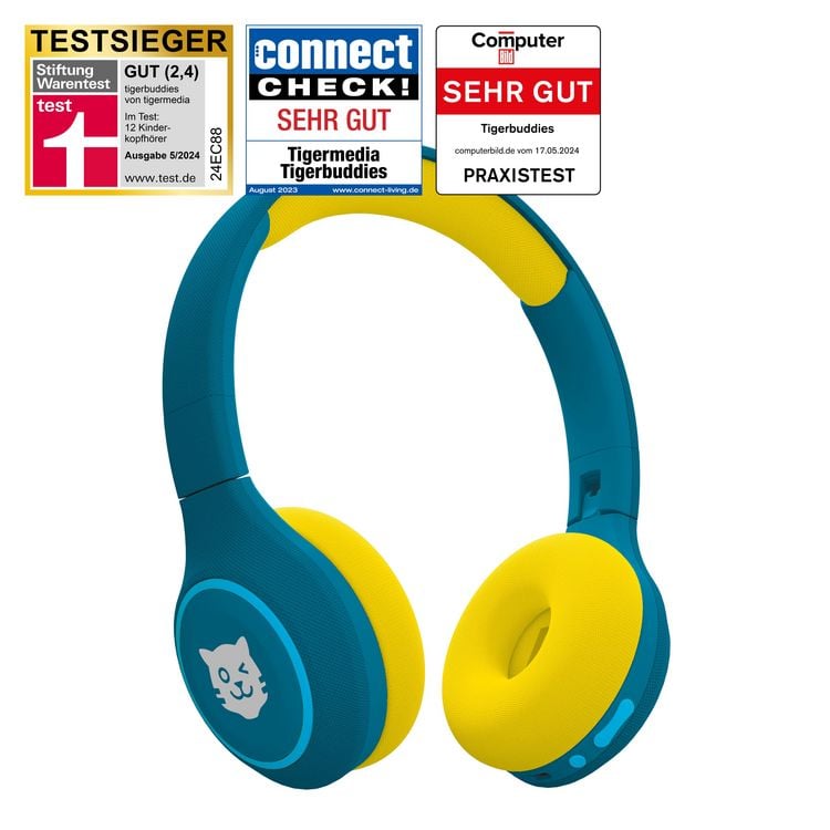Produktbild: tigerbuddies Bluetooth Kinderkopfh&ouml;rer Royal Sun ( dunkelblau / gelb )