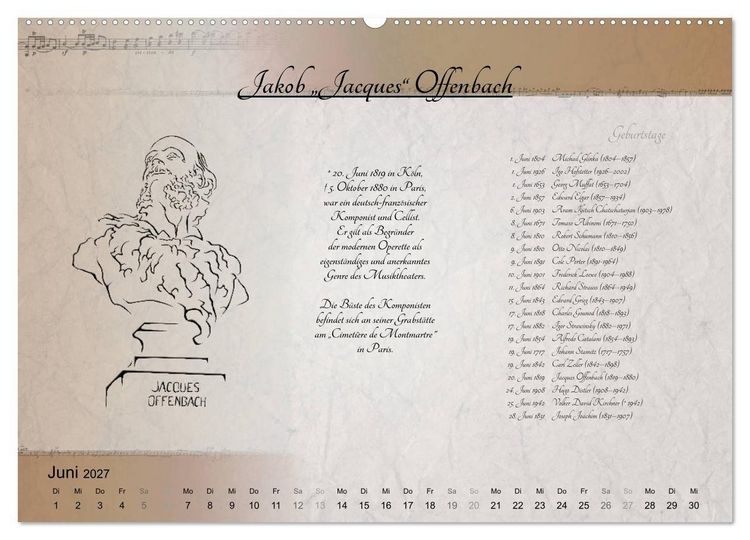 Produktbild: Von Mozart bis Beethoven (hochwertiger Premium Wandkalender 2027 DIN A2 quer), Kunstdruck in Hochglanz