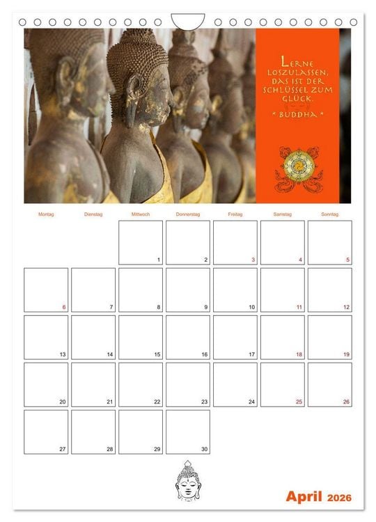 Produktbild: Buddhas Zitate und Weisheiten (Wandkalender 2026 DIN A4 hoch), CALVENDO Monatskalender