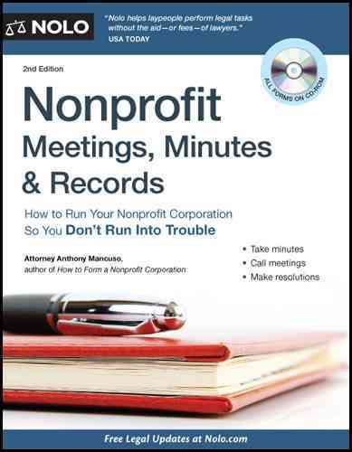 Produktbild: Nonprofit Meetings, Minutes & Records: How to Run Your Nonprofit Corporation So You Don't Run Into Trouble