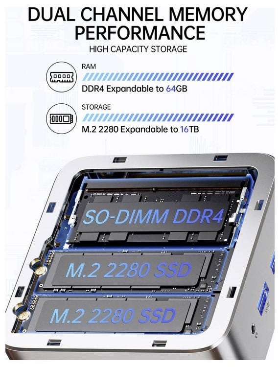 Produktbild: GMKtec Mini PC NucBox G10 AMD Ryzen 5 3500U 3.7 GHz 16 GB RAM 256 GB SSD AMD Radeon&trade; Vega 8 Win 11 Pro G10
