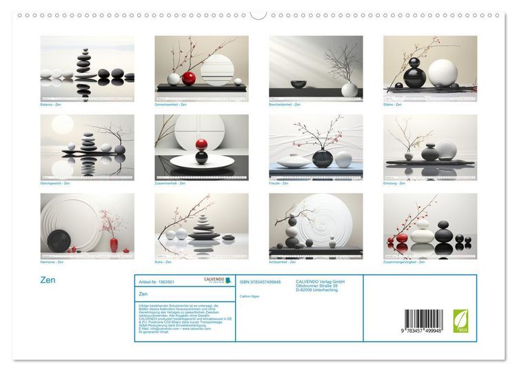 Produktbild: Zen (hochwertiger Premium Wandkalender 2026 DIN A2 quer), Kunstdruck in Hochglanz