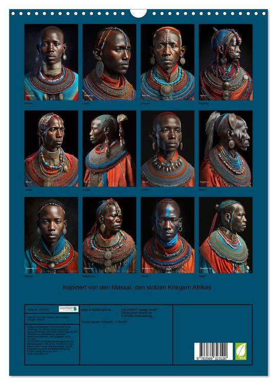 Produktbild: Inspiriert von den Massai, den stolzen Kriegern Afrikas (Wandkalender 2027 DIN A3 hoch), CALVENDO Monatskalender