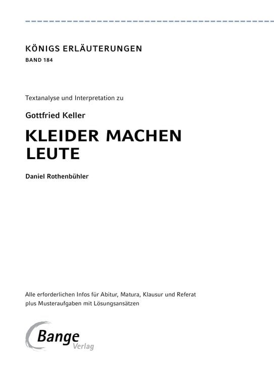 Produktbild: Kleider machen Leute von Gottfried Keller