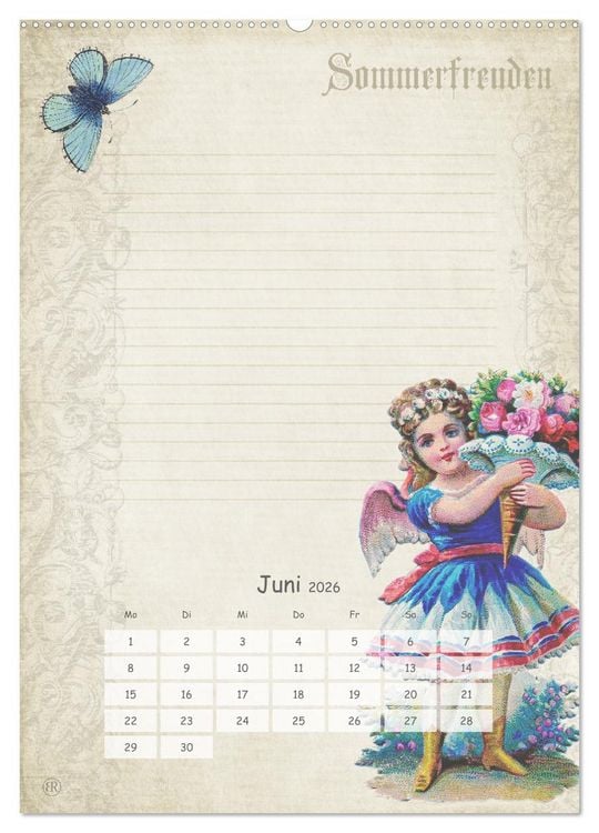 Produktbild: Nostalgie-Jahr, Motive aus alten Poesiealben (hochwertiger Premium Wandkalender 2026 DIN A2 hoch), Kunstdruck in Hochglanz