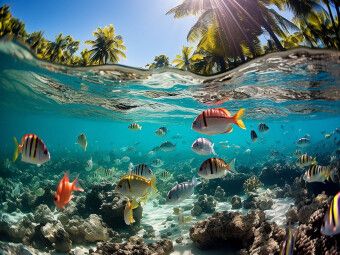 Produktbild: CALVENDO Puzzle Kunterbuntes Treiben unter Wasser - Fische in den Tropen | 1000 Teile Lege-Gr&ouml;&szlig;e 64x48cm Foto-Puzzle f&uuml;r gl&uuml;ckliche Stunden