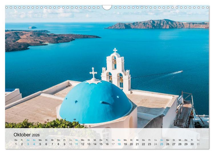 Produktbild: Santorini - Die malerische Kykladeninsel (Wandkalender 2026 DIN A3 quer), CALVENDO Monatskalender