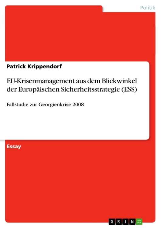 Produktbild: EU-Krisenmanagement aus dem Blickwinkel der Europ&auml;ischen Sicherheitsstrategie (ESS)
