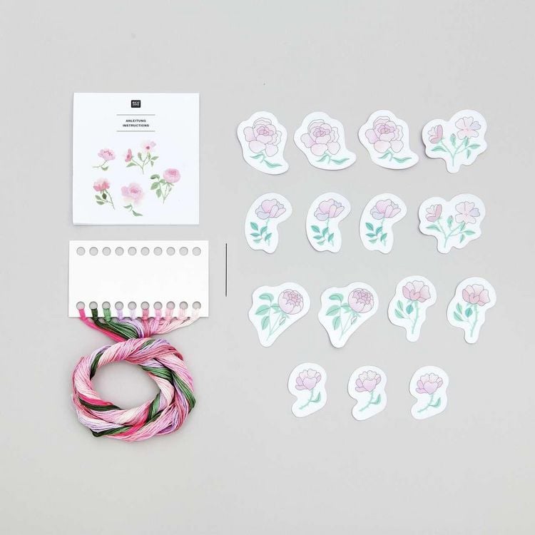 Produktbild: Stick & Stitch Packung, Rosen, bunt, 12 Stk., inkl. wasserl&ouml;