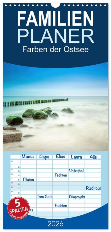 Produktbild: Familienplaner 2026 - Farben der Ostsee mit 5 Spalten (Wandkalender, 21 x 45 cm) CALVENDO