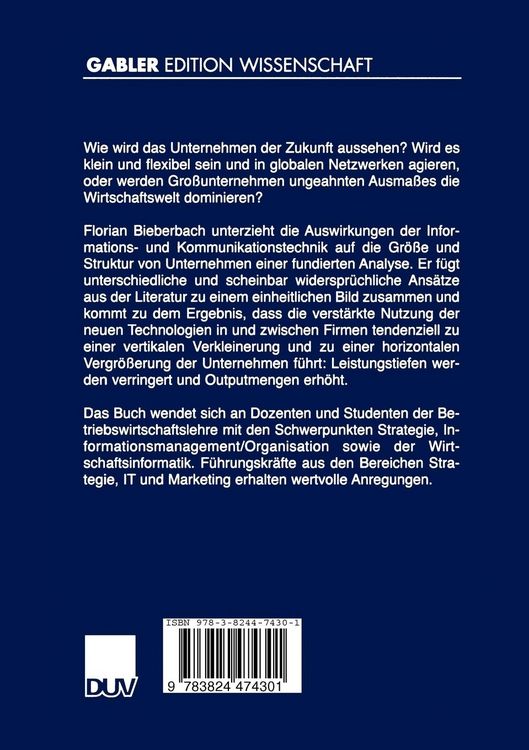 Produktbild: Die optimale Gr&ouml;&szlig;e und Struktur von Unternehmen