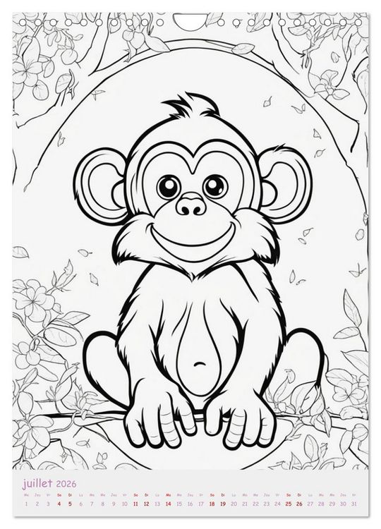Produktbild: Calendrier &agrave; colorier (Calendrier mural 2026 DIN A4 horizontal), CALVENDO calendrier mensuel
