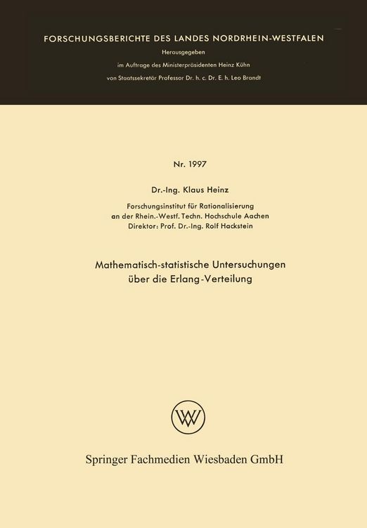 Produktbild: Mathematisch-statistische Untersuchungen &uuml;ber die Erlang-Verteilung