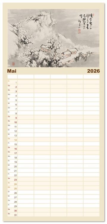 Produktbild: Familienplaner 2026 - Yoshitsugu Haizan mit 5 Spalten (Wandkalender, 21 x 45 cm) CALVENDO
