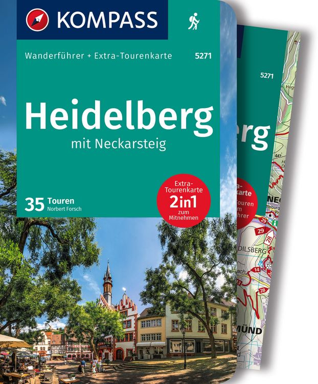 Produktbild: KOMPASS Wanderf&uuml;hrer Heidelberg mit Neckarsteig, 35 Touren mit Extra-Tourenkarte
