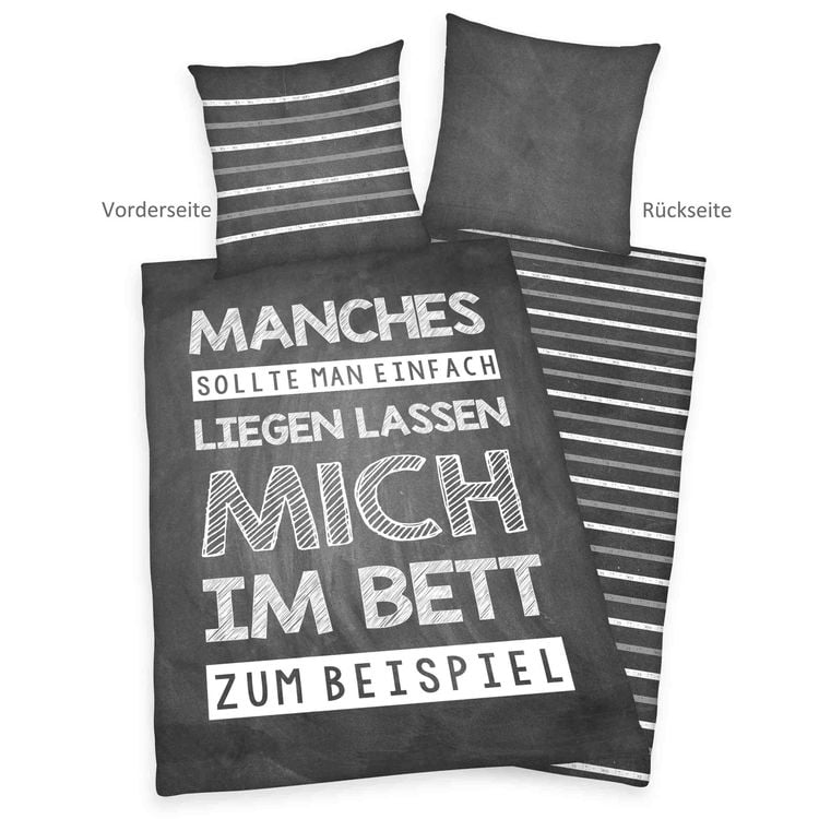 Produktbild: Young Collection 4459220050 - Spr&uuml;che Bettw&auml;sche, 80x80 cm + 135x200 cm, 100% Baumwolle