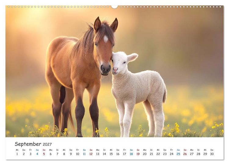 Produktbild: Wenn Tiere Freunde werden (Wandkalender 2027 DIN A2 quer), CALVENDO Monatskalender