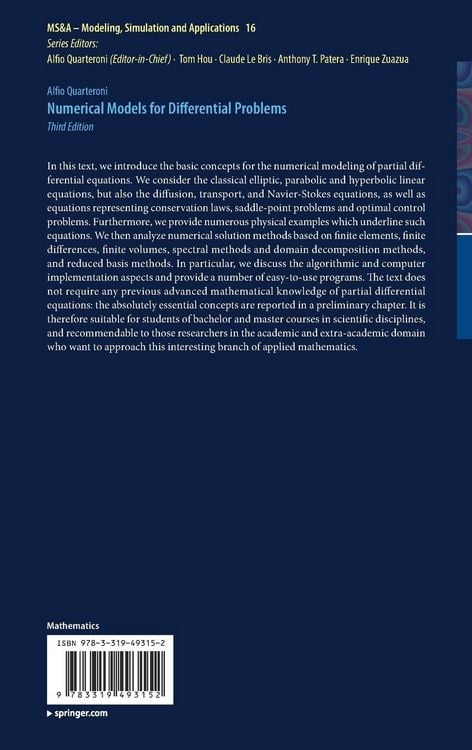 Produktbild: Numerical Models for Differential Problems